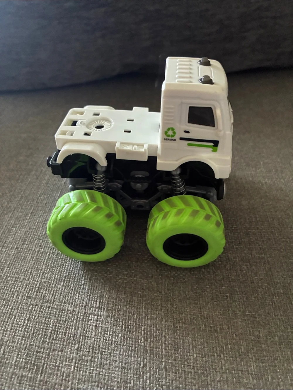 White and Green Monster Truck Toy for Kids